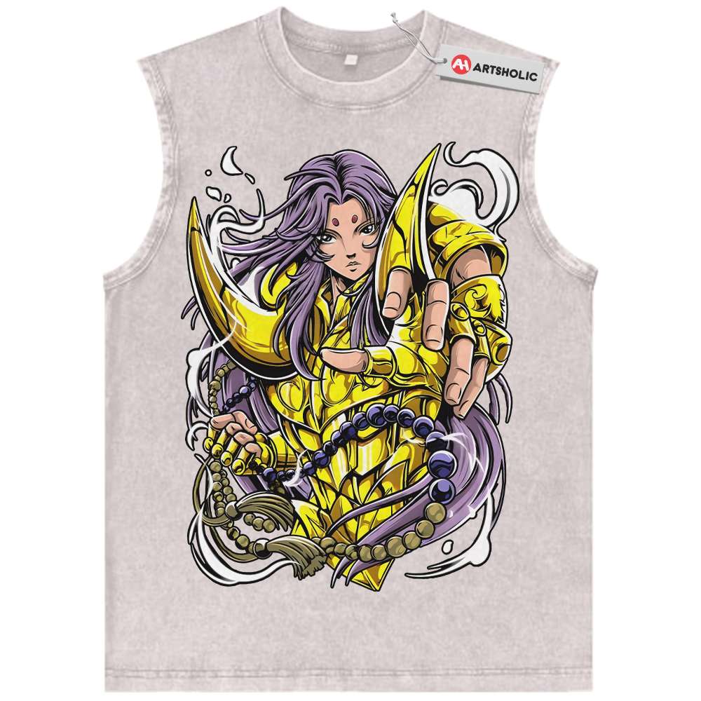 Alternative view of Aries Mu Tank Top, Saint Seiya Tank Top, Anime Tank Top, Vintage Tank Top