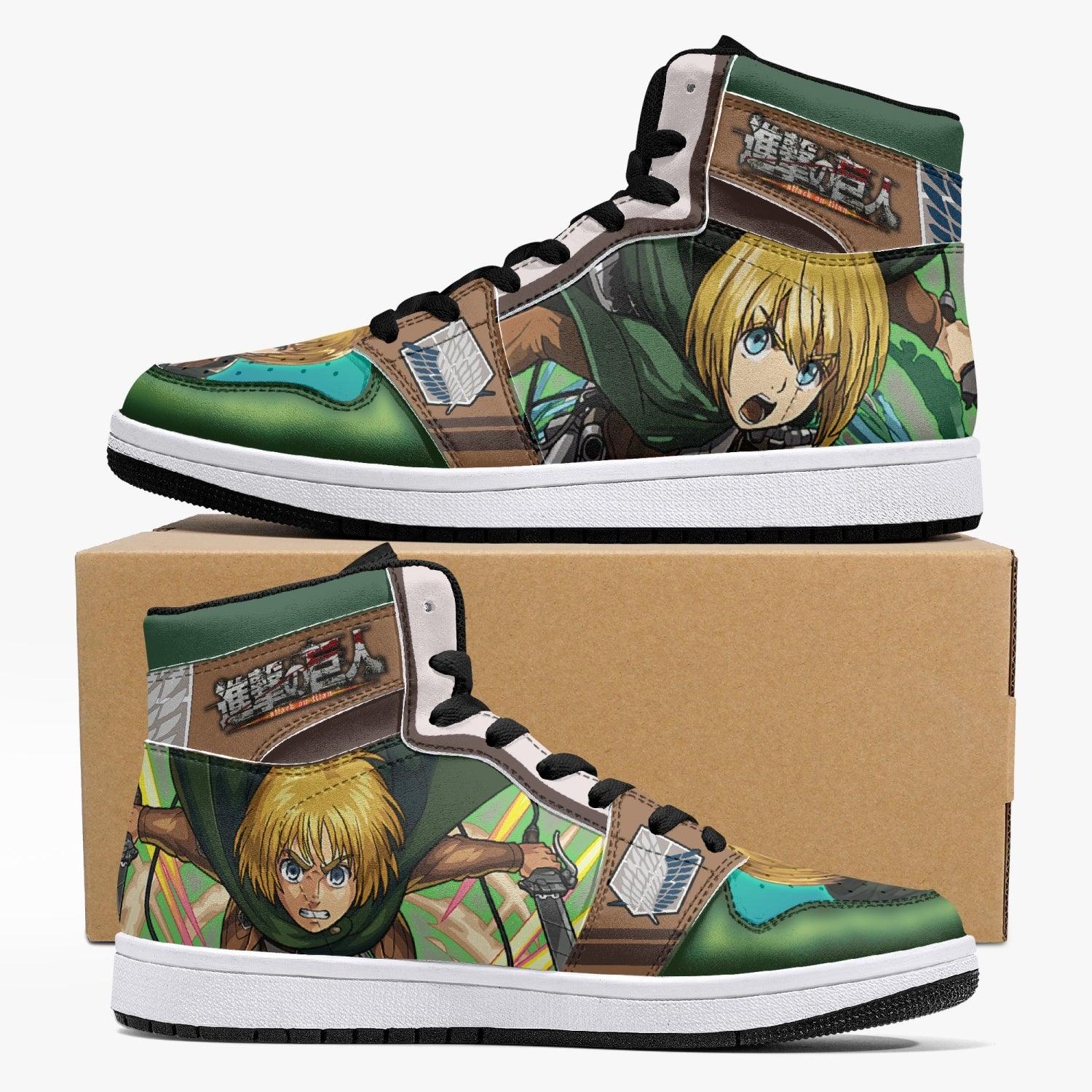 Armin Arlert Survey Corps Attack on Titan Custom Sneaker Mid 1 Basketball Shoes - Otaku Hall