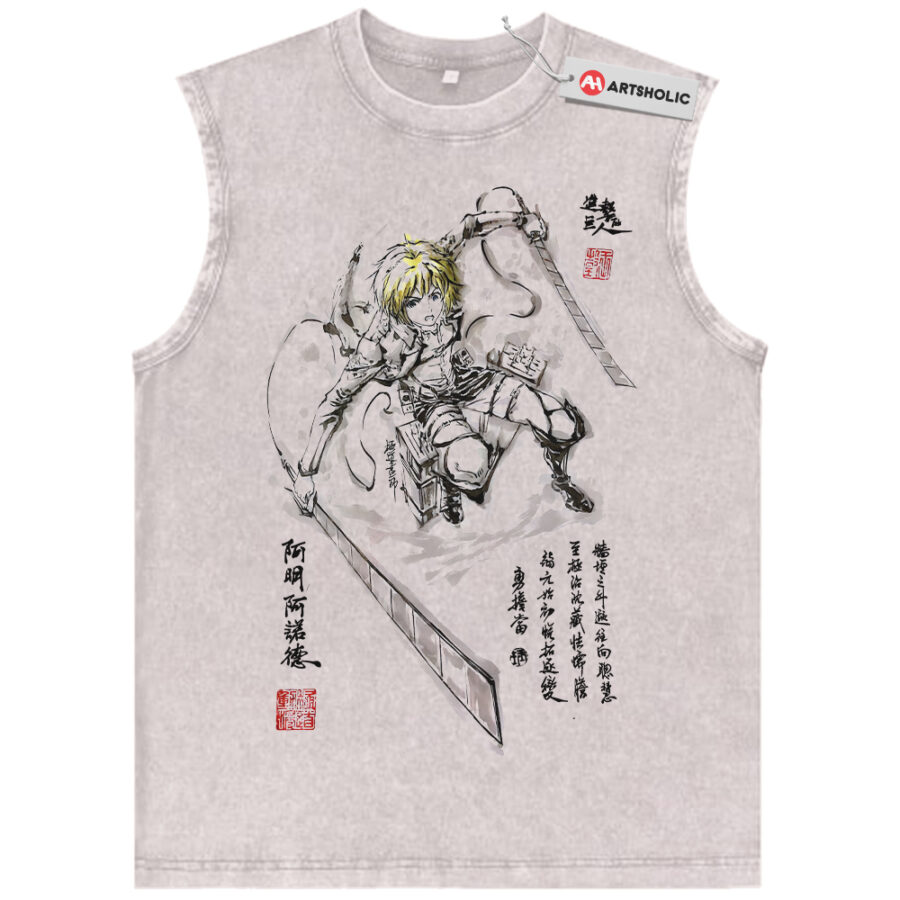 Alternative view of Armin Arlert Tank Top, Attack On Titan, AOT Tank Top, Anime Tank Top, Vintage Tank Top