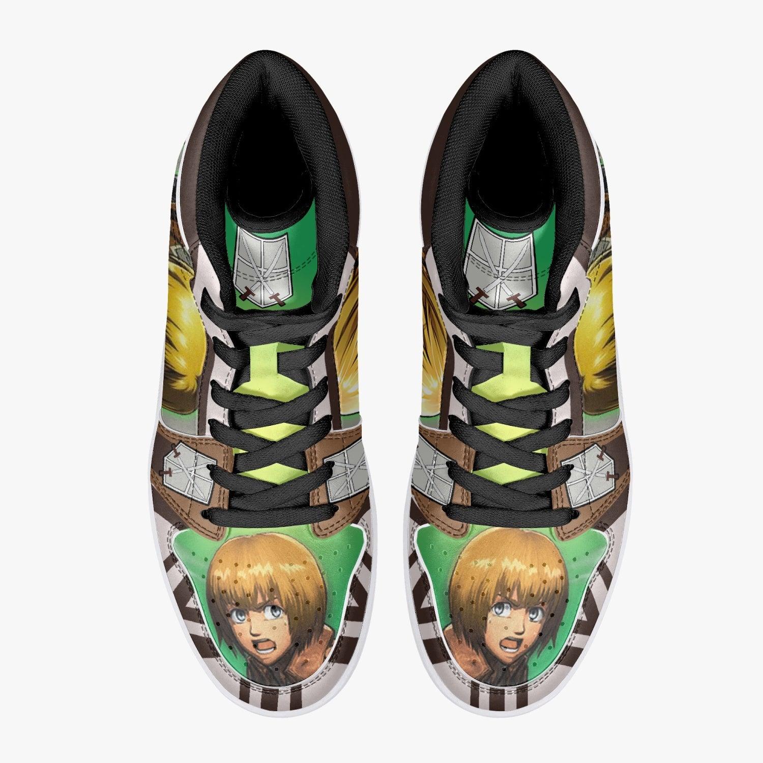 Alternative view of Armin Arlert Training Corps Shingeki no Kyojin Custom Sneaker Mid 1 Basketball Shoes - Otaku Hall