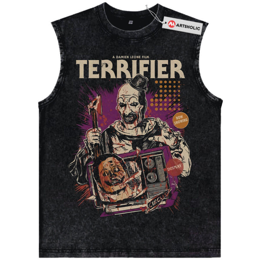 Alternative view of Art the Clown Tank Top, Terrifier Tank Top, Horror Movie Tank Top, Vintage Tank Top
