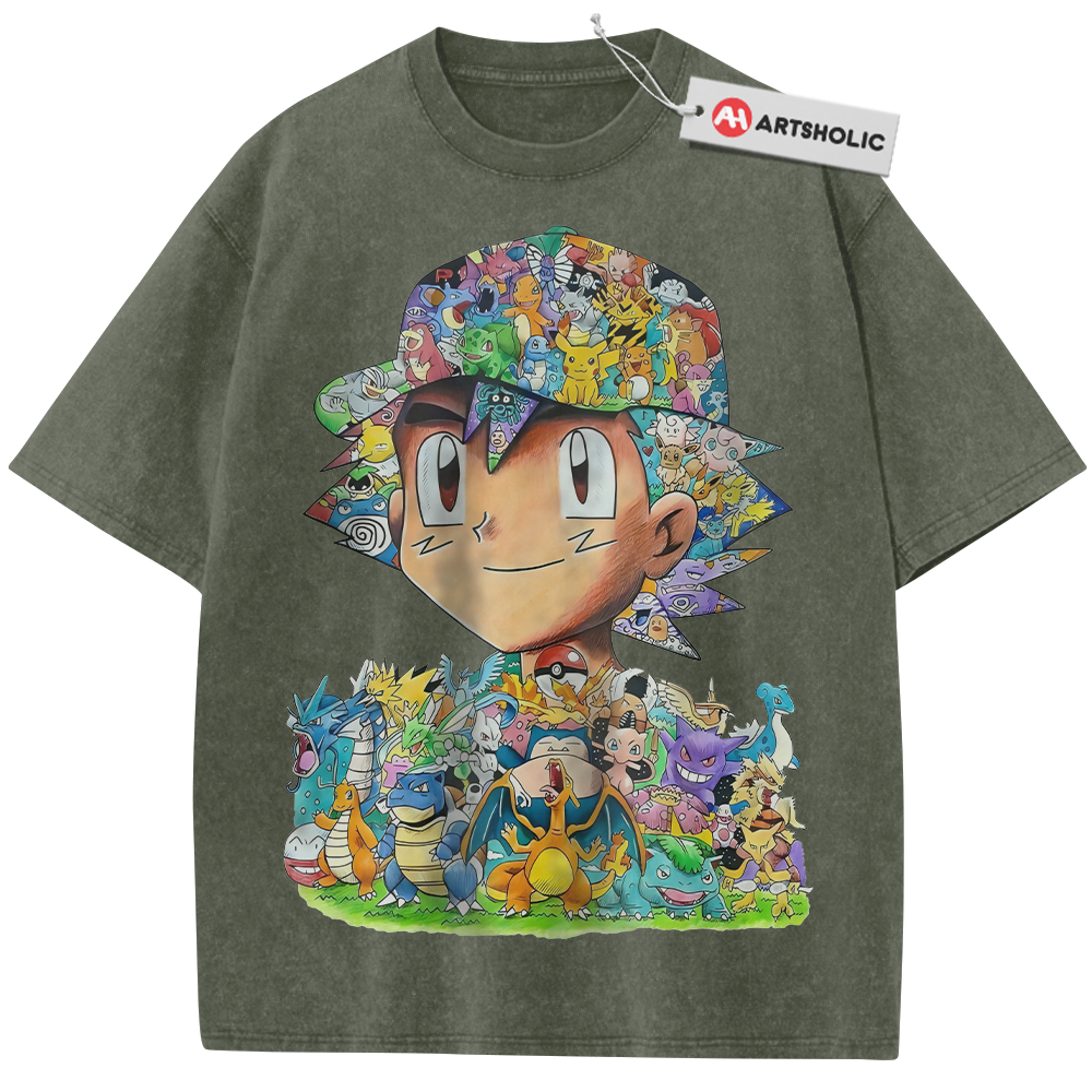 Alternative view of Ash Ketchum Shirt, Pokemon Shirt, PKM Shirt, Anime Shirt, Vintage T-Shirt