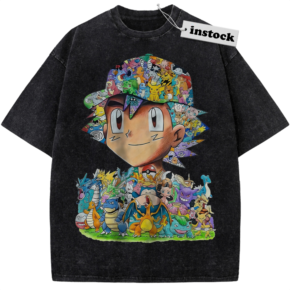 Ash Ketchum Shirt, Pokemon Shirt, PKM Shirt, Anime Shirt, Vintage T-Shirt