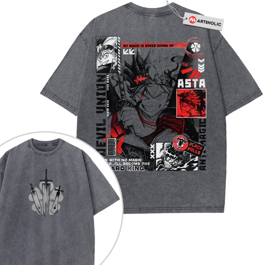 Alternative view of Asta Shirt, Black Clover Shirt, Anime Shirt, Vintage T-Shirt 2-Sided