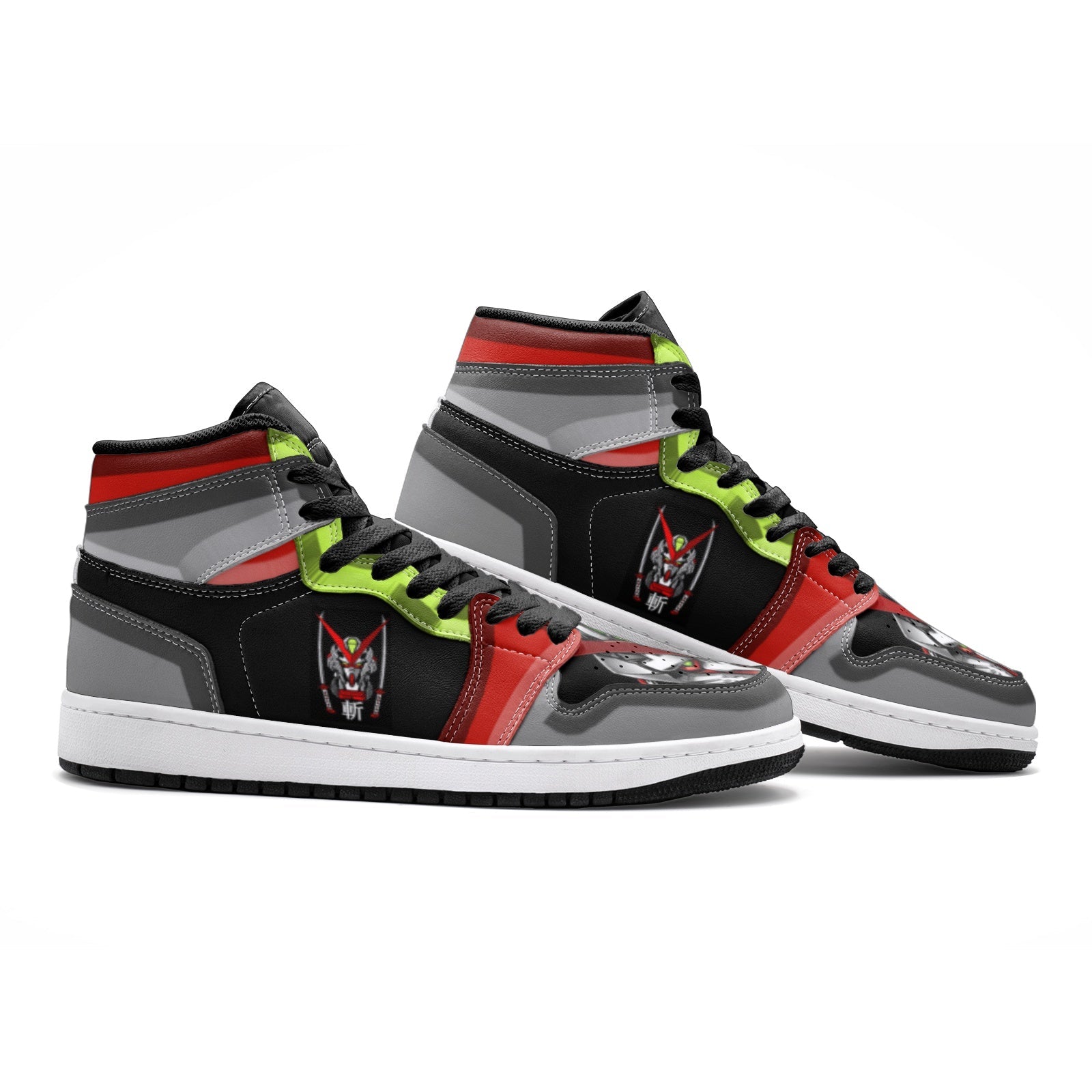 Alternative view of Astray Red Frame Gundam Custom Sneaker Mid 1 Basketball Shoes - Otaku Hall
