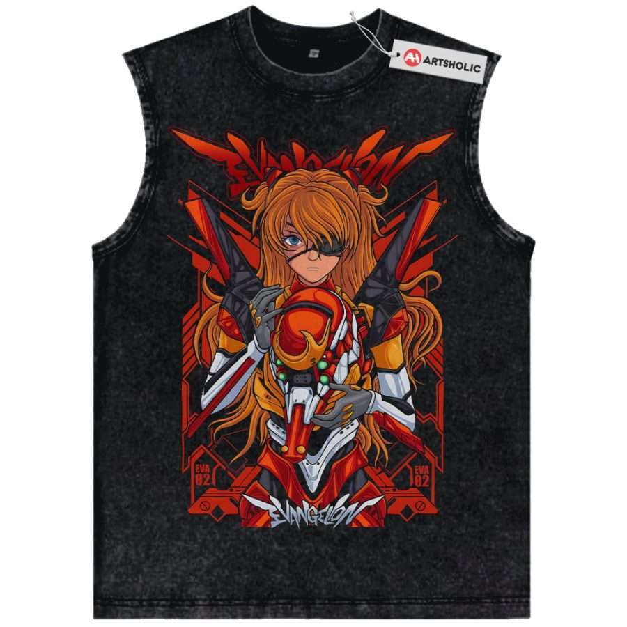 Alternative view of Asuka Langley Soryu Tank Top, Neon Genesis Evangelion Tank Top, Anime Tank Top, Vintage Tank Top