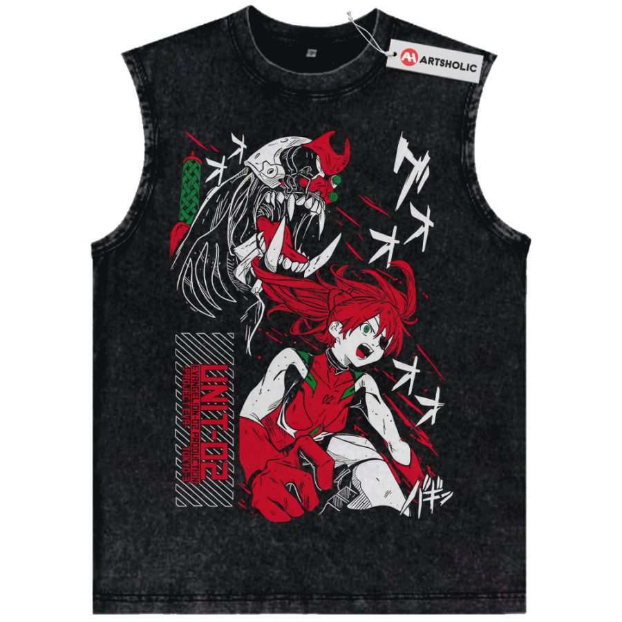 Alternative view of Asuka Langley Soryu Tank Top, Neon Genesis Evangelion Tank Top, Anime Tank Top, Vintage Tank Top