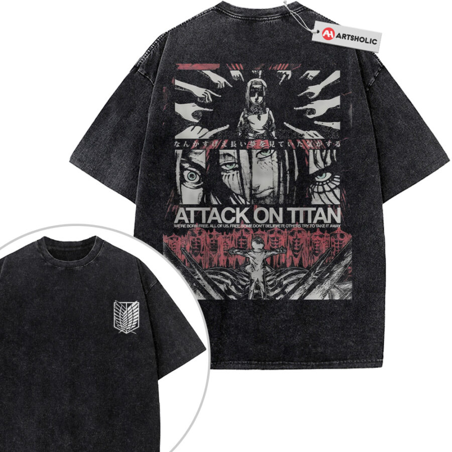 Alternative view of Attack on Titan Shirt, AOT Shirt, Anime Shirt, Vintage T-Shirt 2-Sided