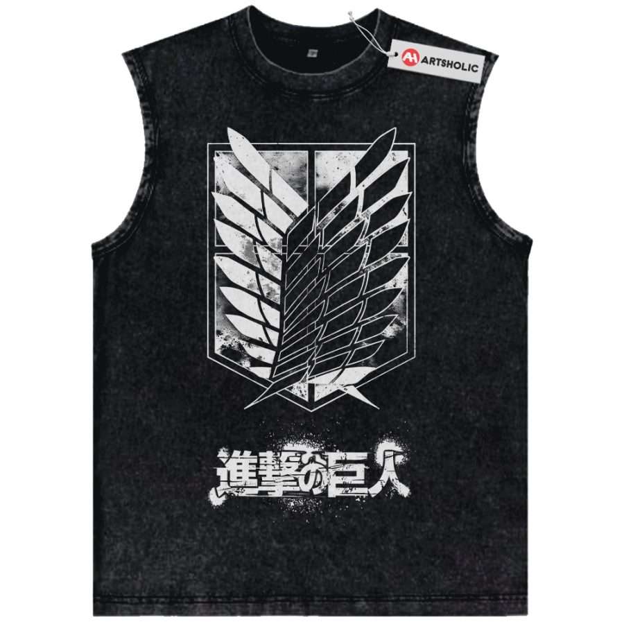 Alternative view of Attack On Titan Tank Top, AOT Tank Top, Anime Tank Top, Vintage Tank Top