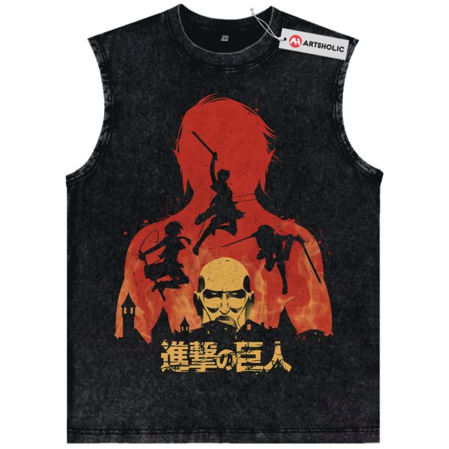 Alternative view of Attack On Titan Tank Top, AOT Tank Top, Anime Tank Top, Vintage Tank Top