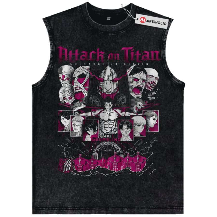 Alternative view of Attack On Titan Tank Top, AOT Tank Top, Anime Tank Top, Vintage Tank Top