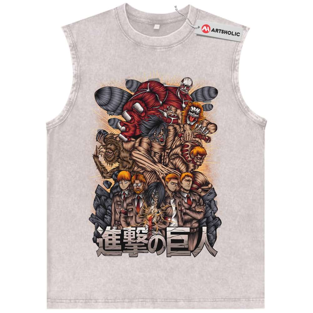 Alternative view of Attack On Titan Tank Top, AOT Tank Top, Anime Tank Top, Vintage Tank Top