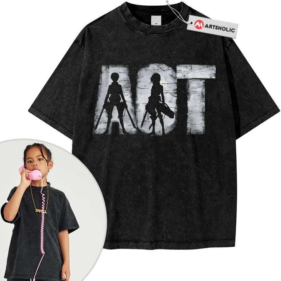 Alternative view of Attack On Titan Tee For Kids, AOT Tee For Kids, Anime Tee For Kids, Vintage Tee For Kids