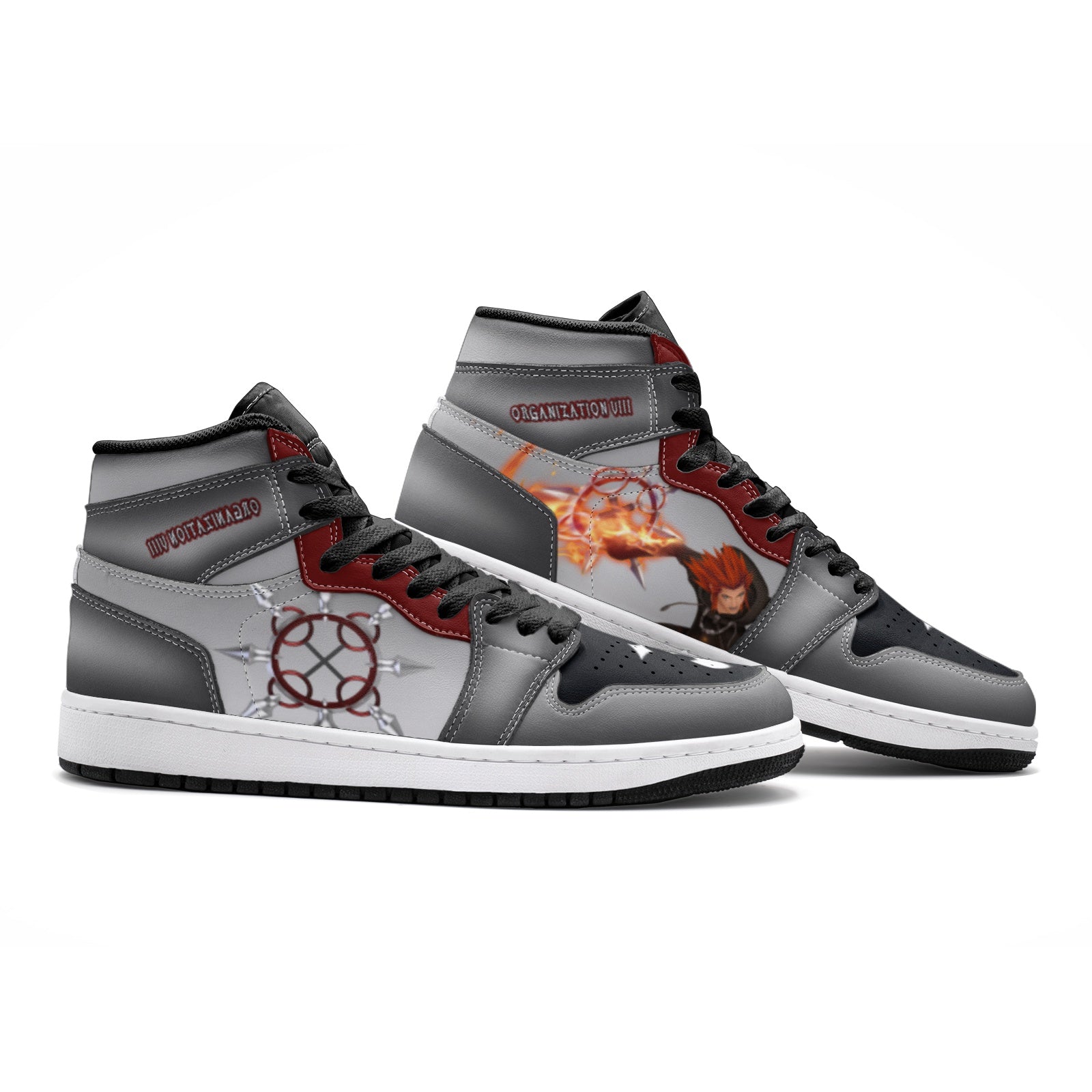 Alternative view of Axel Chakram Kingdom Hearts Custom Sneaker Mid 1 Basketball Shoes - Otaku Hall