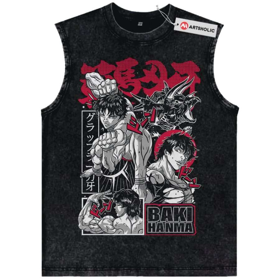 Alternative view of Baki Hanma Tank Top, Anime Tank Top, Vintage Tank Top