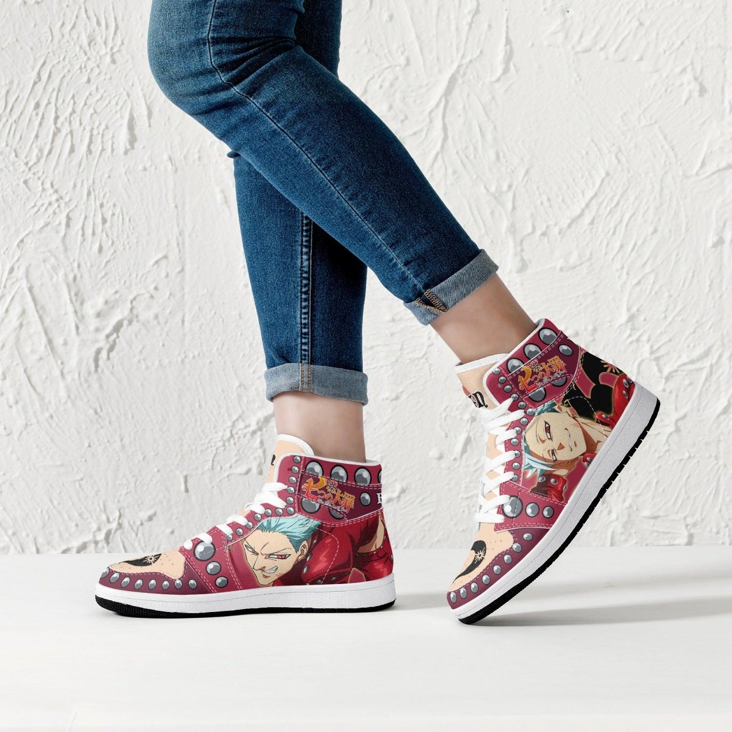 Alternative view of Ban Seven Deadly Sins Custom Sneaker Mid 1 Basketball Shoes - Otaku Hall