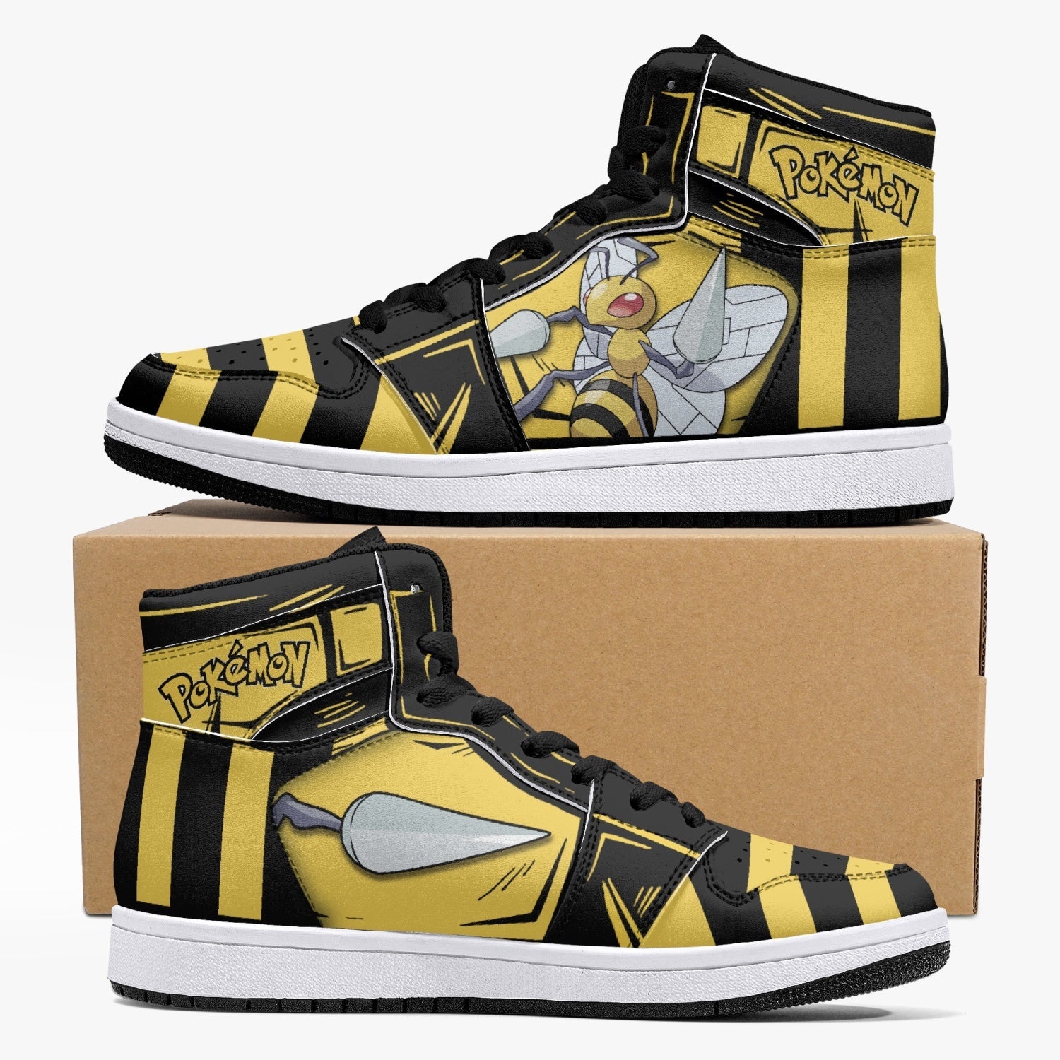 Beedrill Pokemon Custom Sneaker Mid 1 Basketball Shoes - Otaku Hall