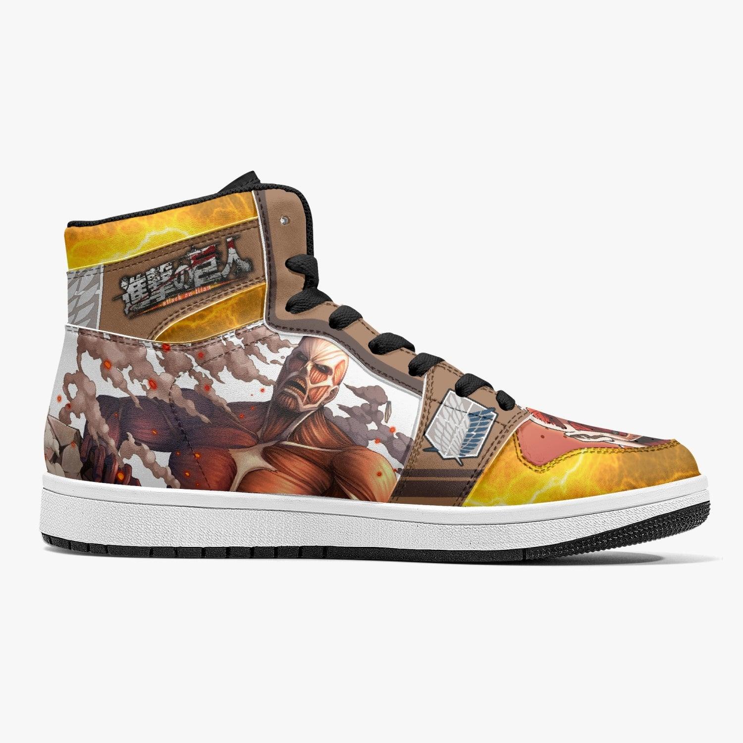 Alternative view of Bertholdt Hoover Colossal Titan Attack on Titan Custom Sneaker Mid 1 Basketball Shoes - Otaku Hall