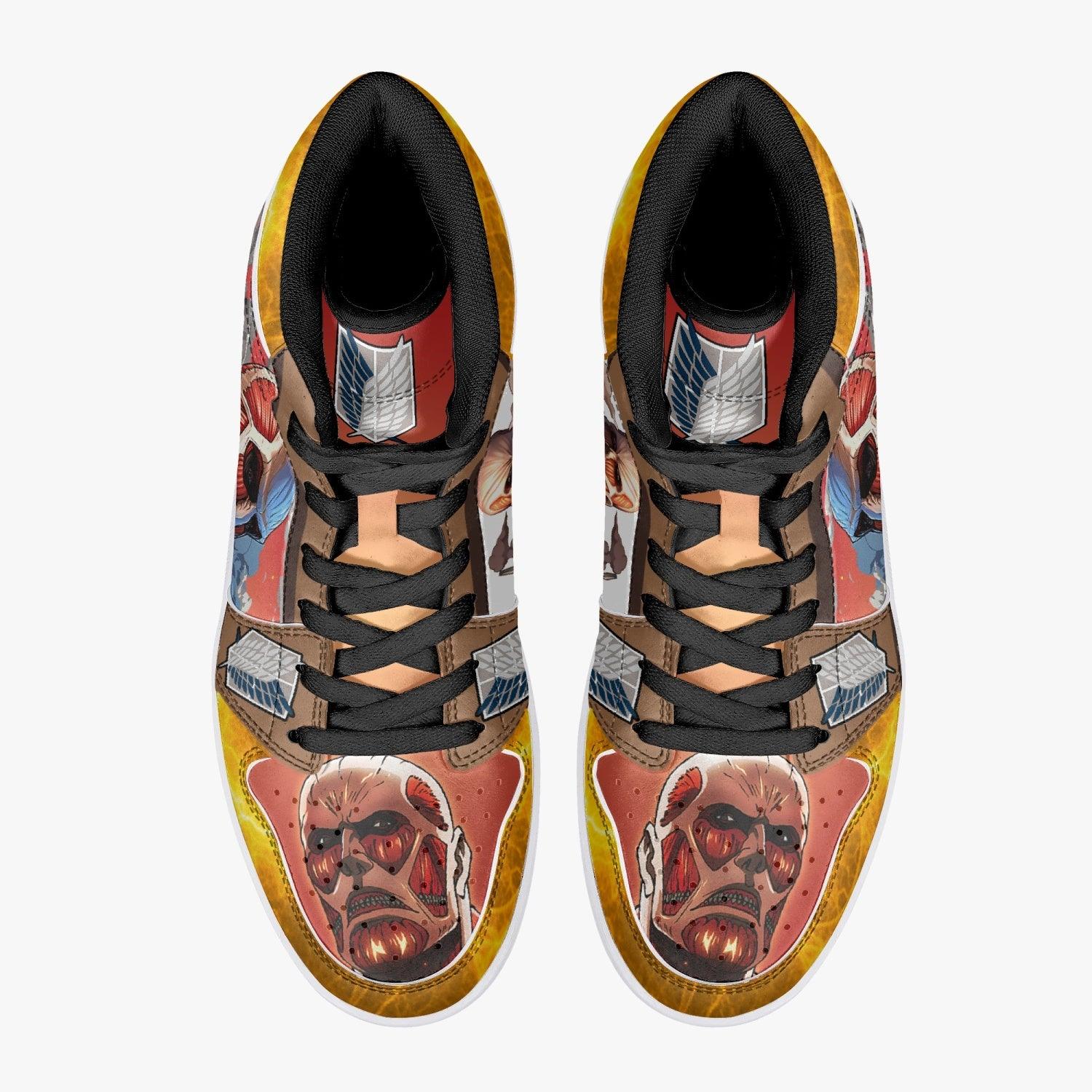 Alternative view of Bertholdt Hoover Colossal Titan Shingeki no Kyojin Custom Sneaker Mid 1 Basketball Shoes - Otaku Hall