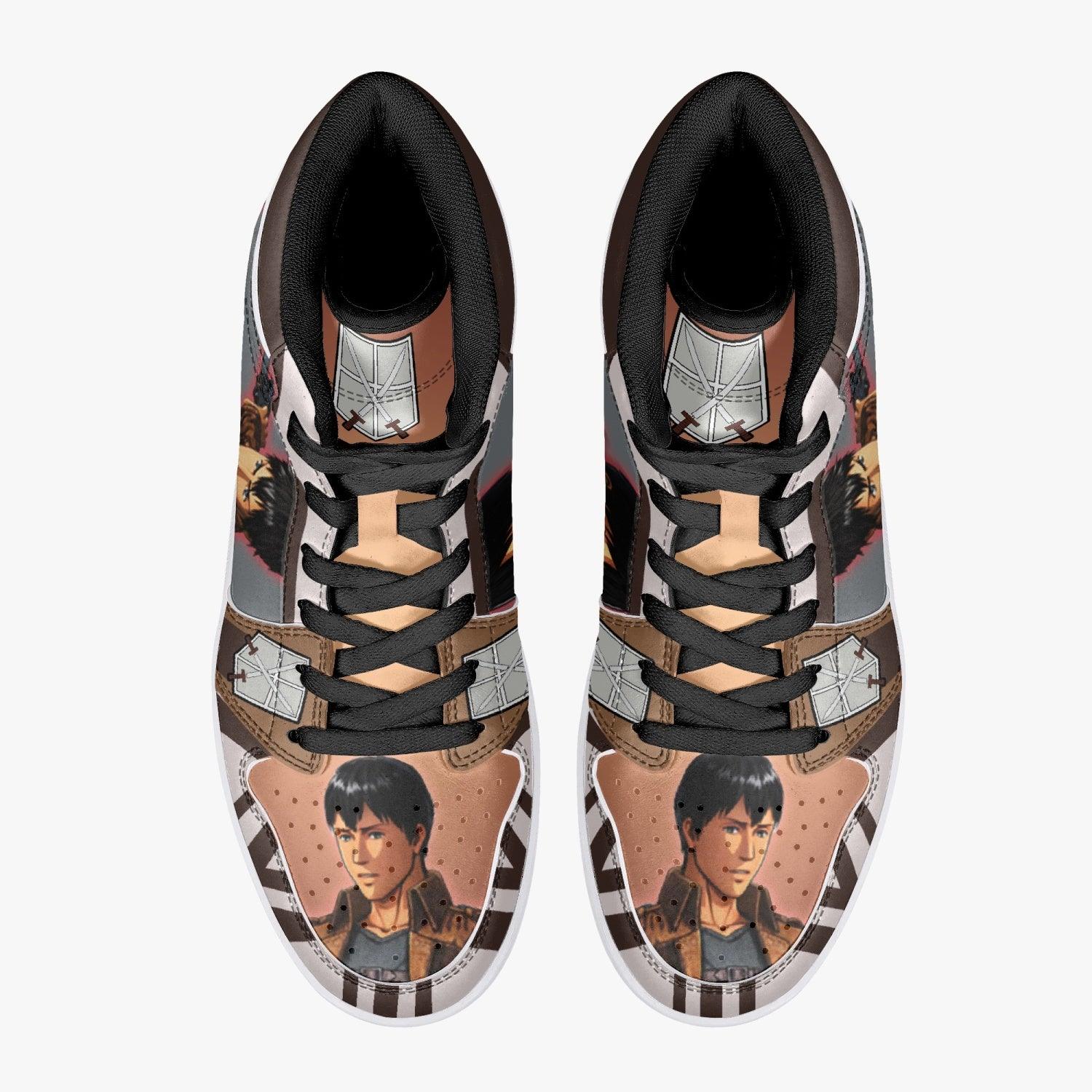 Alternative view of Bertholdt Hoover Training Corps Shingeki no Kyojin Custom Sneaker Mid 1 Basketball Shoes - Otaku Hall