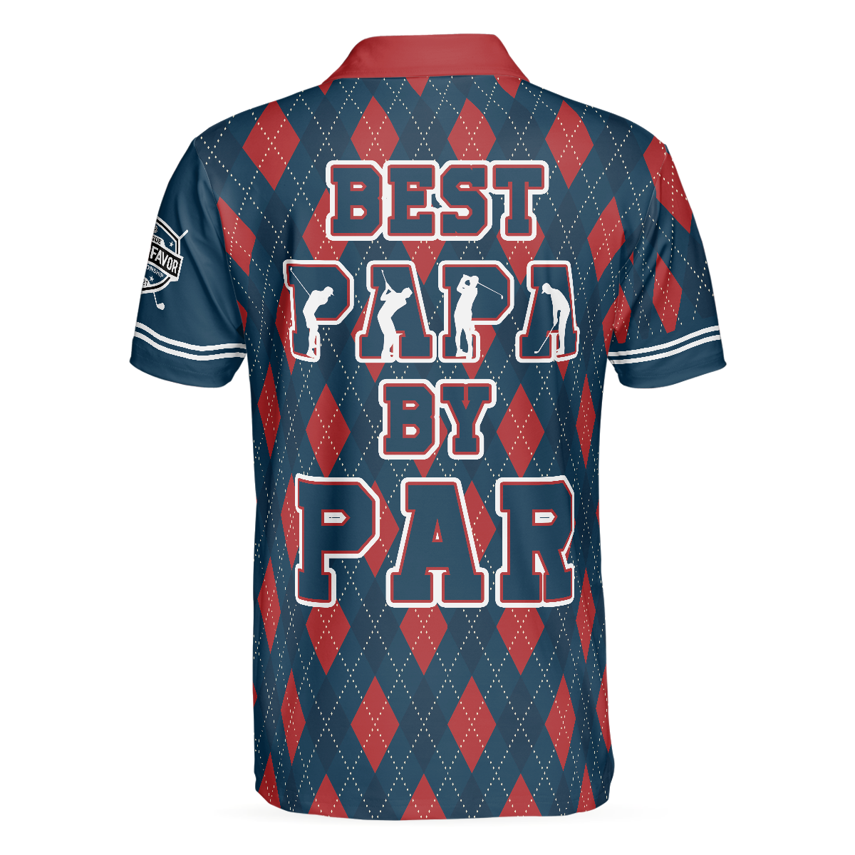 Alternative view of Best Papa By Par Argyle Pattern Custom Polo Shirt, Personalized Polo Shirt, Best Golf Shirt For Men