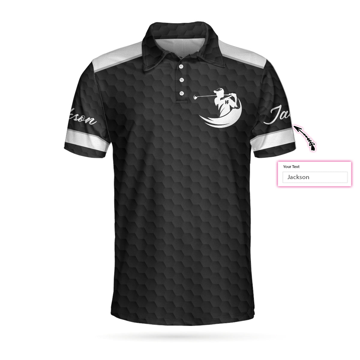 Alternative view of Best Papa By Par Black Golf Pattern Custom Polo Shirt, Personalized Polo Shirt, Best Golf Shirt For Men