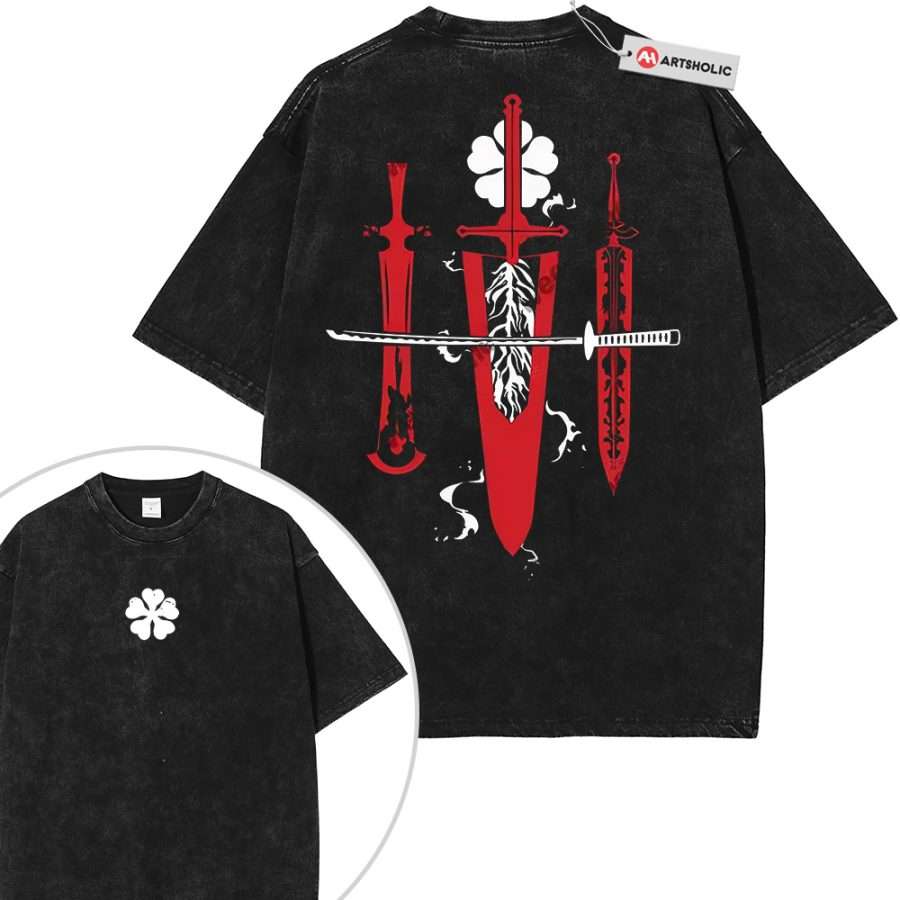 Alternative view of Black Clover Shirt, Anime Shirt, Vintage T-Shirt 2-Sided
