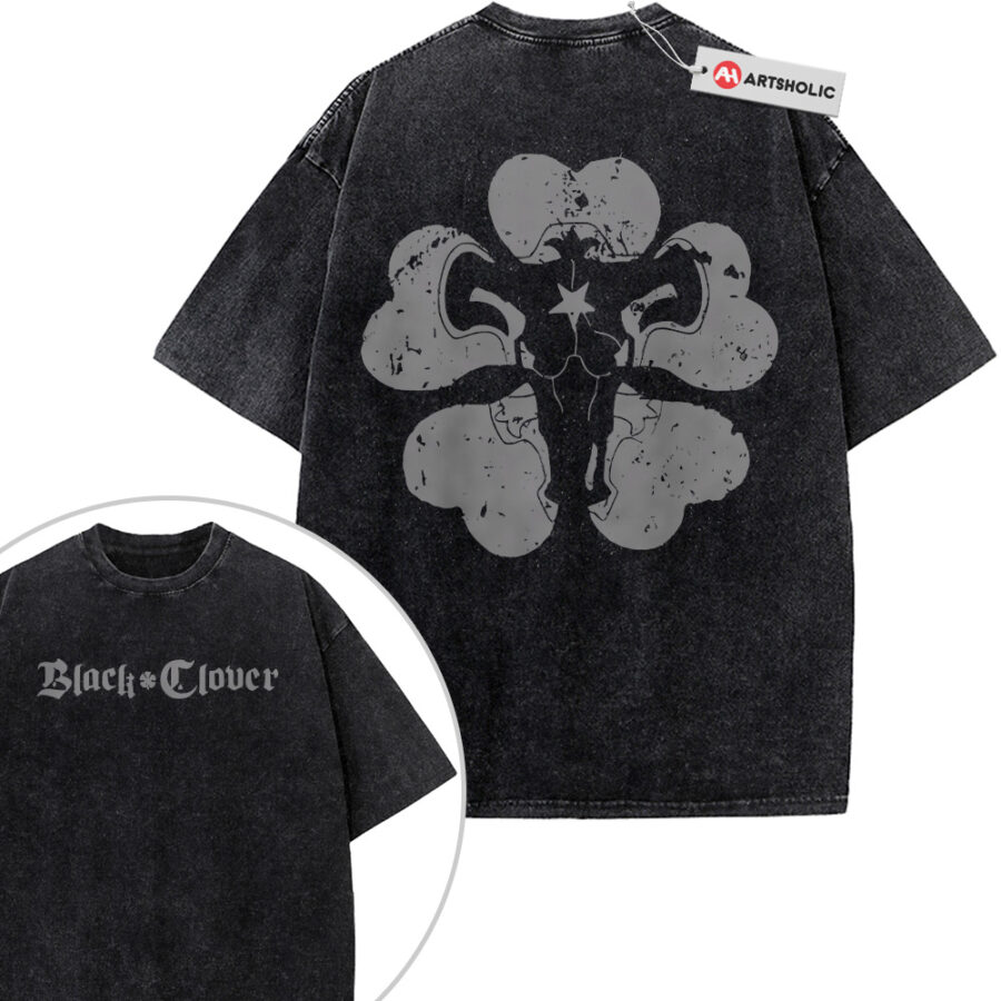 Alternative view of Black Clover Shirt, Anime Shirt, Vintage T-Shirt 2-Sided