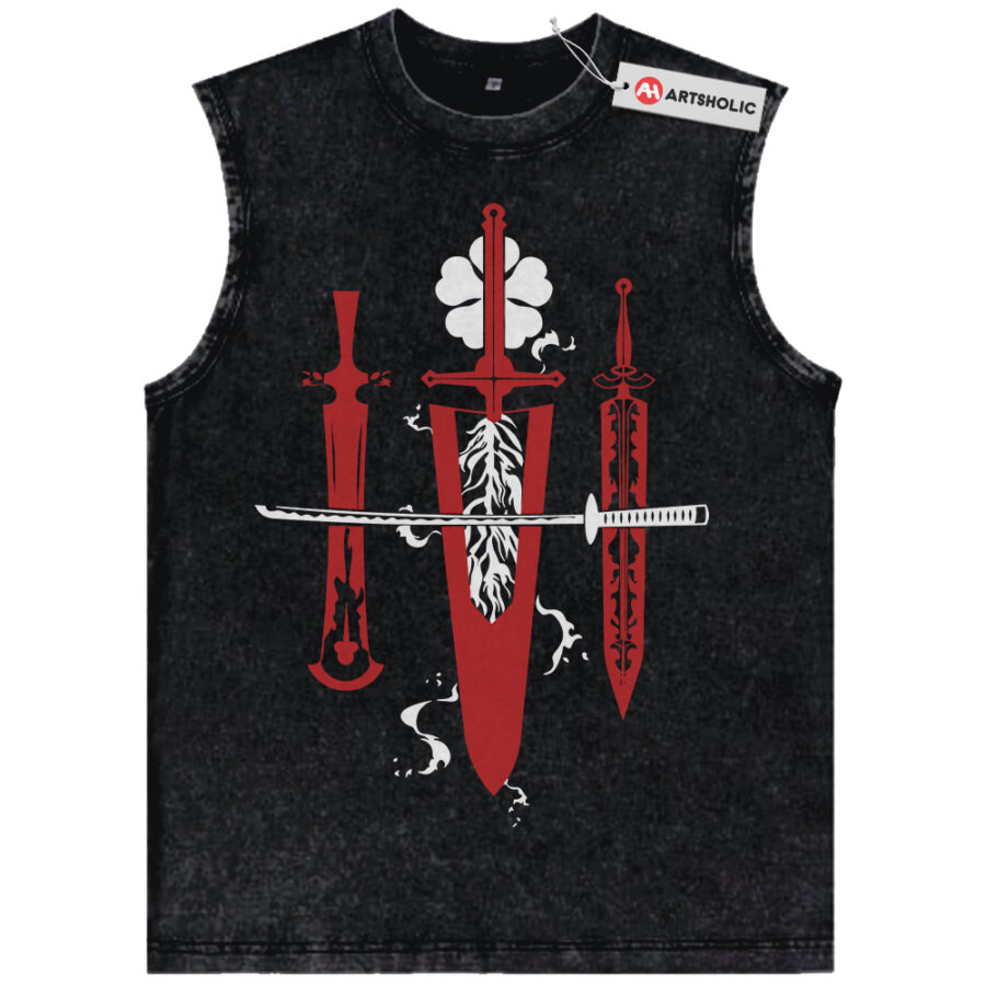 Alternative view of Black Clover Tank Top, Anime Tank Top, Vintage Tank Top