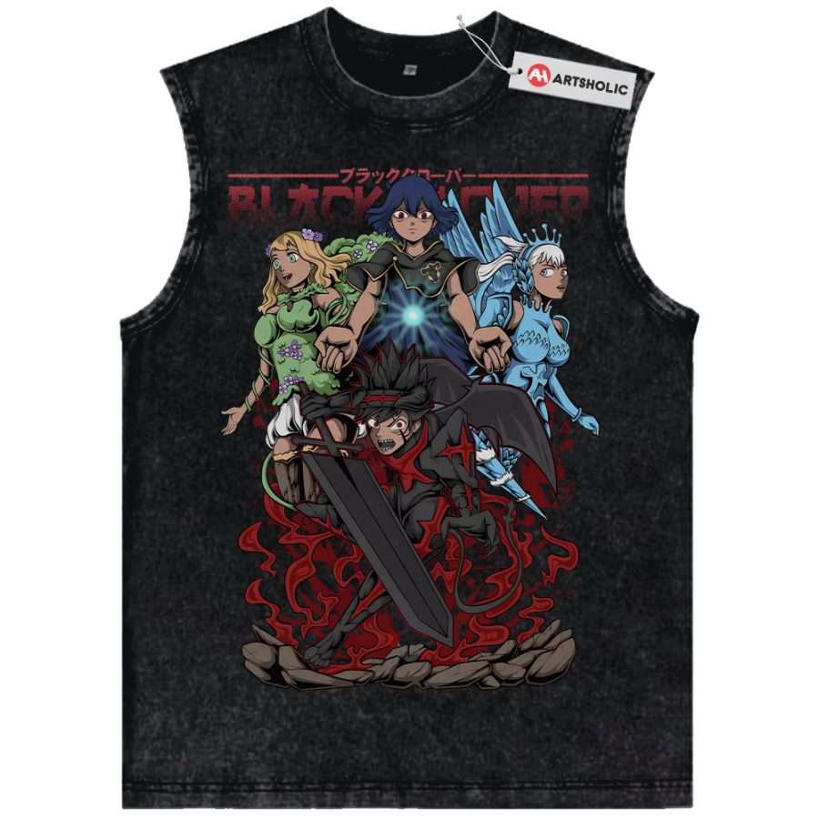 Alternative view of Black Clover Tank Top, Anime Tank Top, Vintage Tank Top