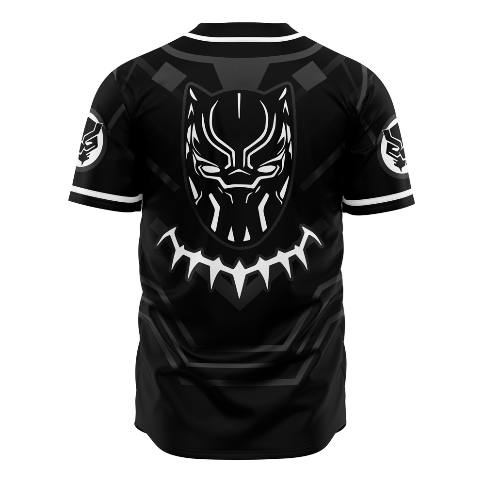 Alternative view of Black Panther Marvel Custom Baseball Jersey - Otaku Hall