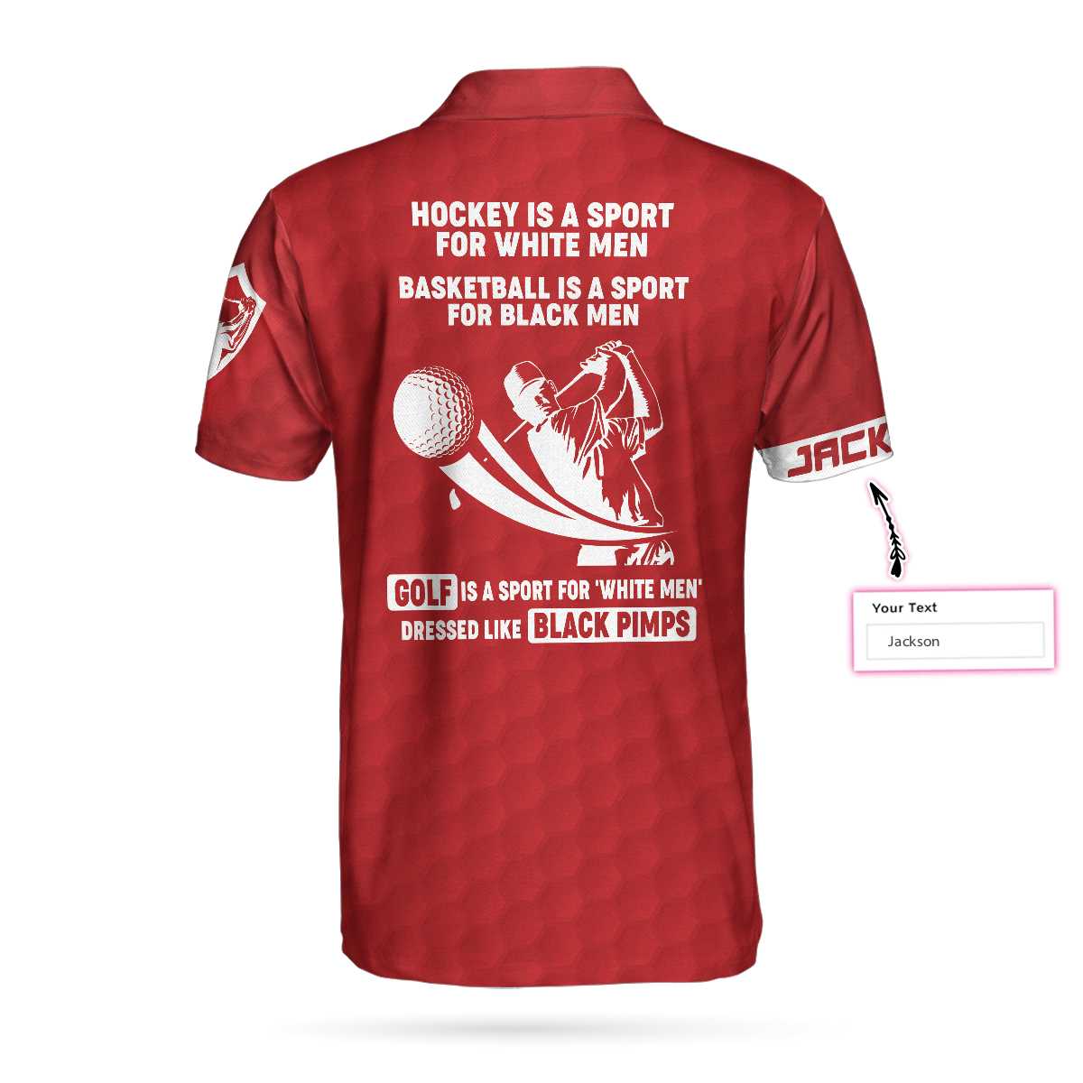 Alternative view of Black Pimps Sunday Red American Flag Golf Custom Polo Shirt, Personalized Shirt For Golfers