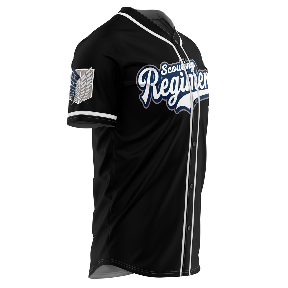 Alternative view of Black Scouting Regiment Attack on Titan Baseball Jersey