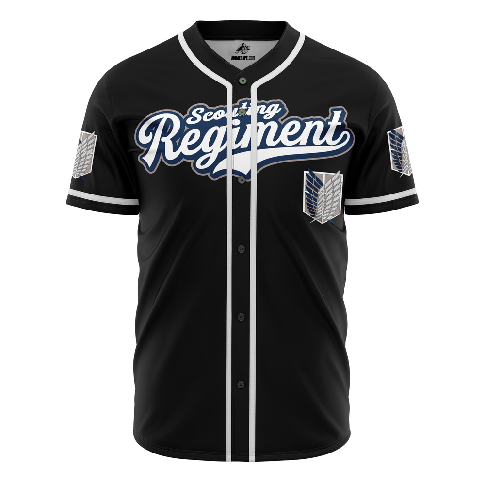 Black Scouting Regiment Attack on Titan Custom Baseball Jersey - Otaku Hall