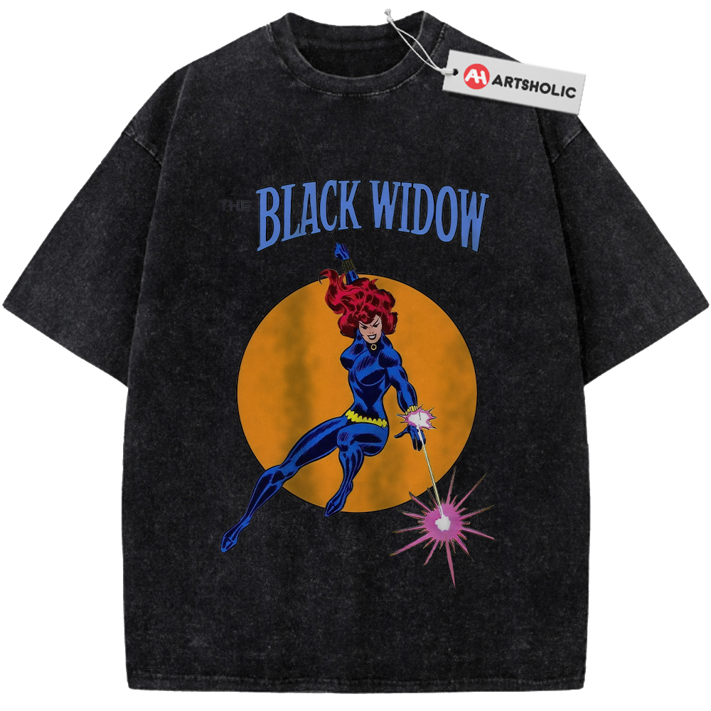 Alternative view of Black Widow Shirt, Natasha Romanoff Shirt, Marvel Comics Shirt, Vintage Tee