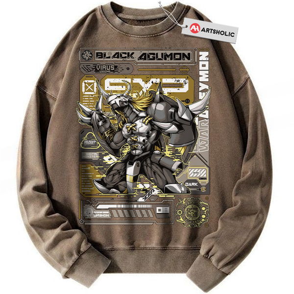 Alternative view of BlackAgumon Sweatshirt, Digimon Sweatshirt, Anime Sweatshirt, Vintage Sweatshirt