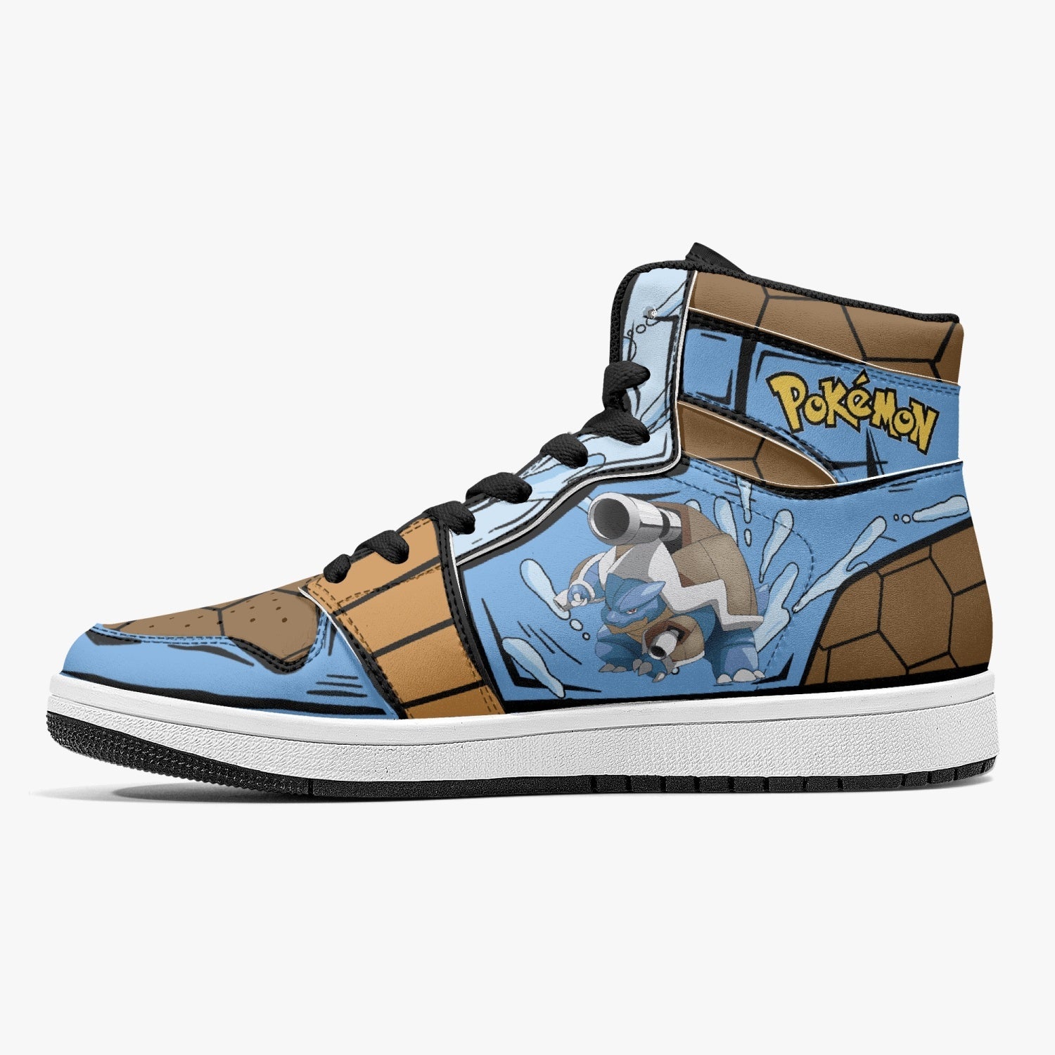 Alternative view of Blastoise Pokemon Custom Sneaker Mid 1 Basketball Shoes - Otaku Hall