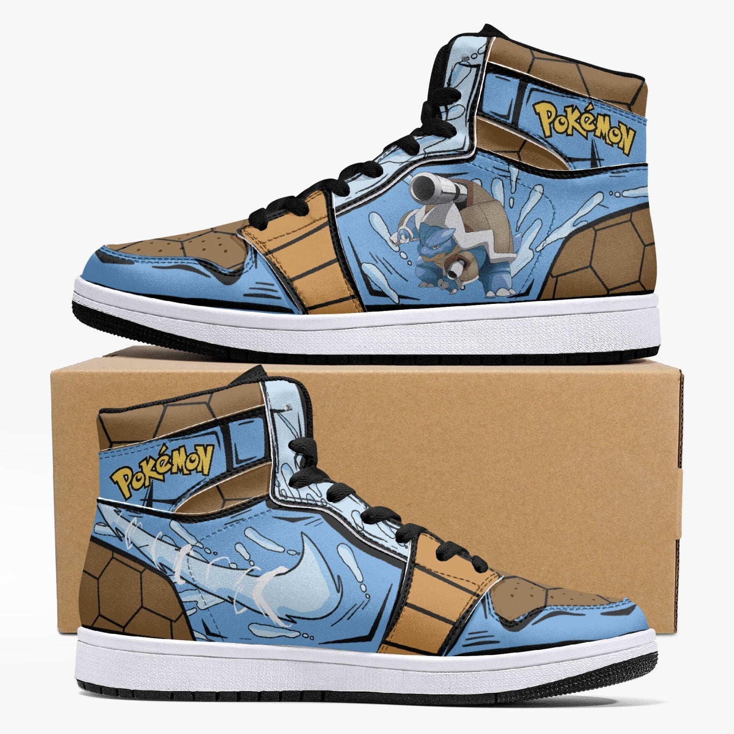 Blastoise Pokemon Custom Sneaker Mid 1 Basketball Shoes - Otaku Hall
