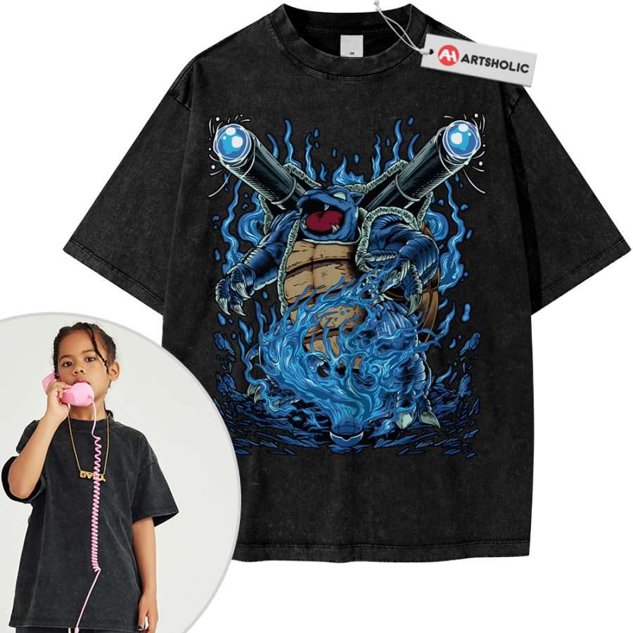 Blastoise Shirt For Kids, Pokemon Shirt For Kids, Anime Shirt For Kids, Vintage T-Shirt For Kids - Image 6