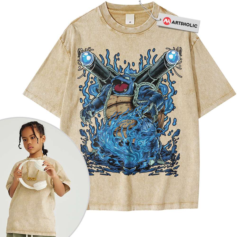 Alternative view of Blastoise Shirt For Kids, Pokemon Shirt For Kids, Anime Shirt For Kids, Vintage T-Shirt For Kids