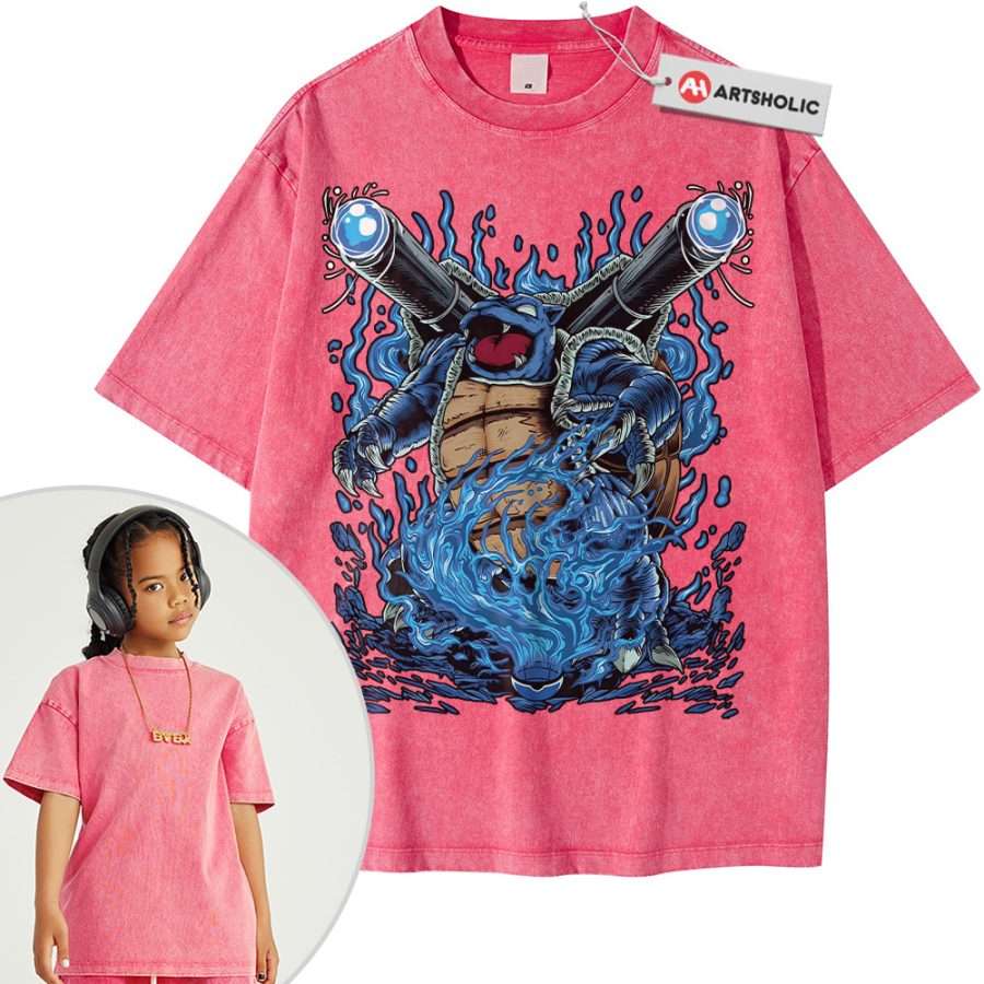 Blastoise Shirt For Kids, Pokemon Shirt For Kids, Anime Shirt For Kids, Vintage T-Shirt For Kids - Image 9