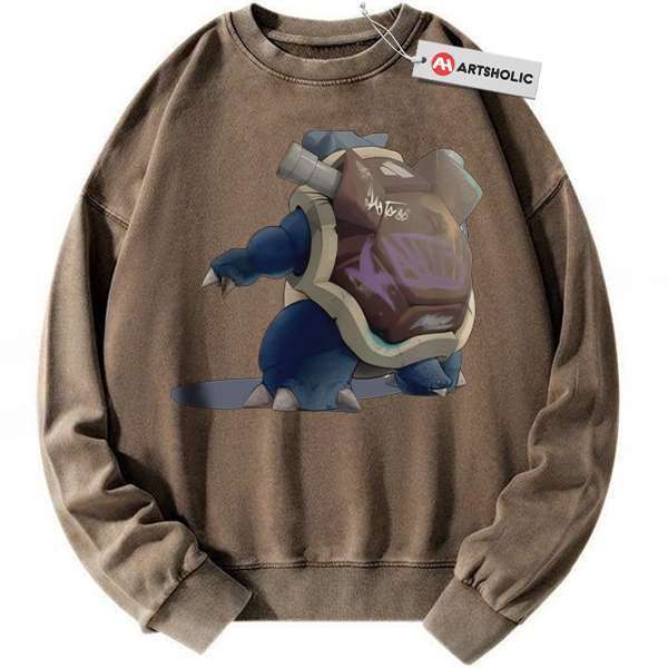 Alternative view of Blastoise Sweatshirt, Pokemon Sweatshirt, PKM Sweatshirt, Anime Sweatshirt, Vintage Sweatshirt