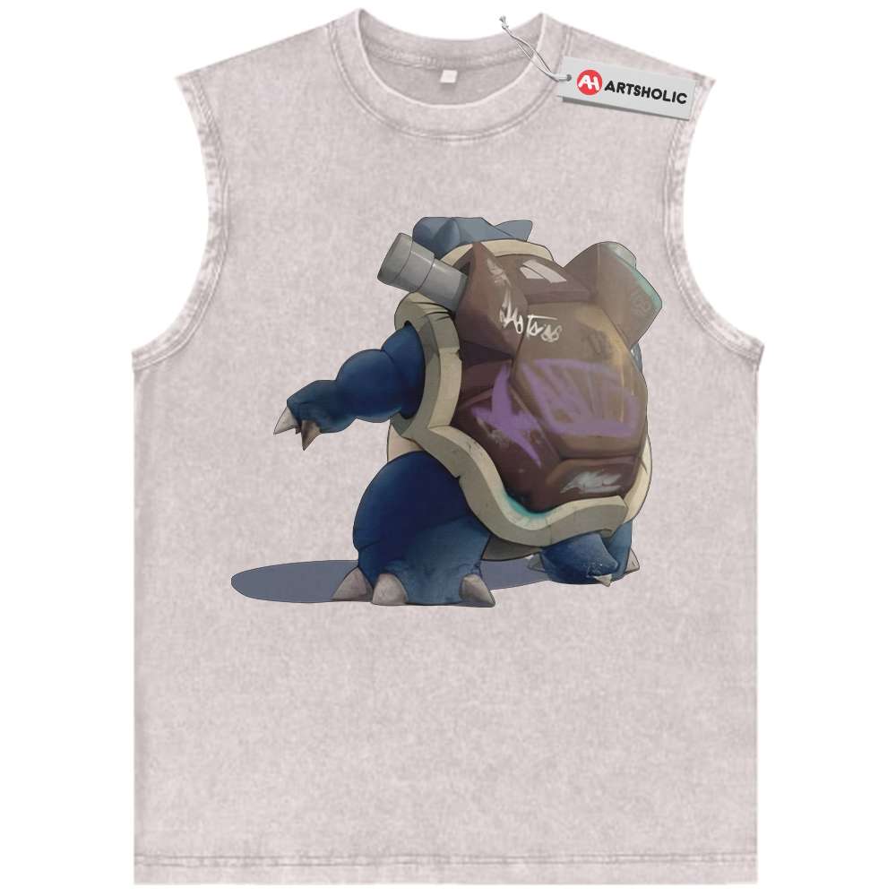 Alternative view of Blastoise Tank Top, Pokemon Tank Top, PKM Tank Top, Anime Tank Top, Vintage Tank Top
