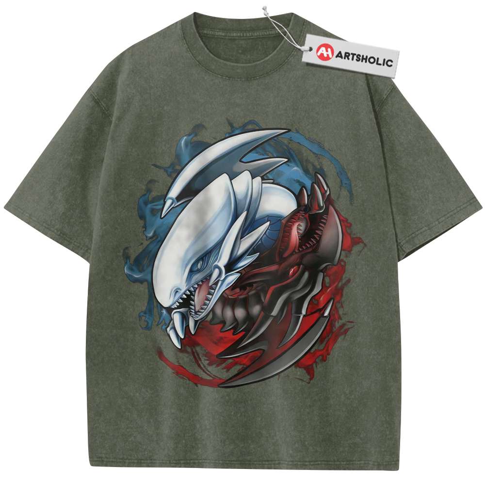 Alternative view of Blue-Eyes White Dragon Shirt, Red-Eyes Black Dragon Shirt, Anime Shirt, Vintage T-Shirt
