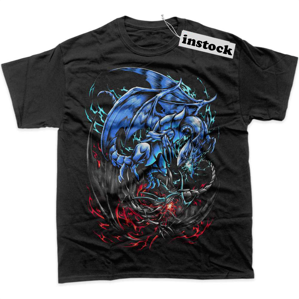 Blue-Eyes White Dragon vs Red-Eyes Black Dragon Shirt, Anime Shirt, Graphic T-Shirt