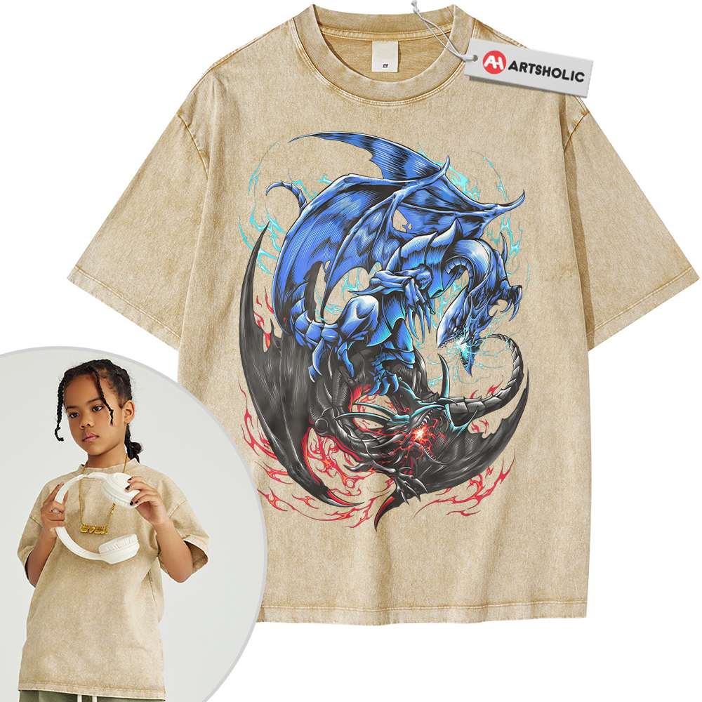 Alternative view of Blue-Eyes White Dragon vs Red-Eyes Black Dragon Shirt For Kids, Anime Shirt For Kids, Vintage T-Shirt For Kids