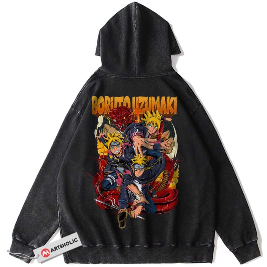 Alternative view of Boruto Uzumaki Hoodie, Naruto Hoodie, Anime Hoodie, Vintage Hoodie