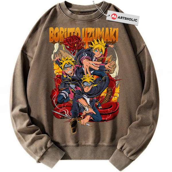 Alternative view of Boruto Uzumaki Sweatshirt, Naruto Sweatshirt, Anime Sweatshirt, Vintage Sweater