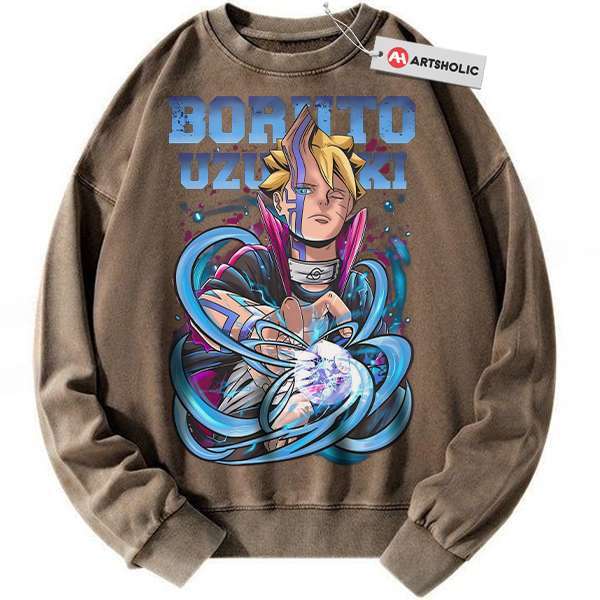Alternative view of Boruto Uzumaki Sweatshirt, Naruto Sweatshirt, Anime Sweatshirt, Vintage Sweatshirt