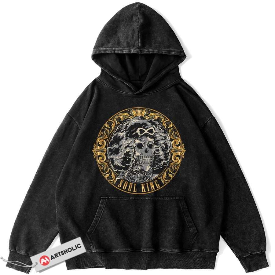 Alternative view of Brook Hoodie, One Piece Hoodie, Anime Hoodie, Vintage Hoodie
